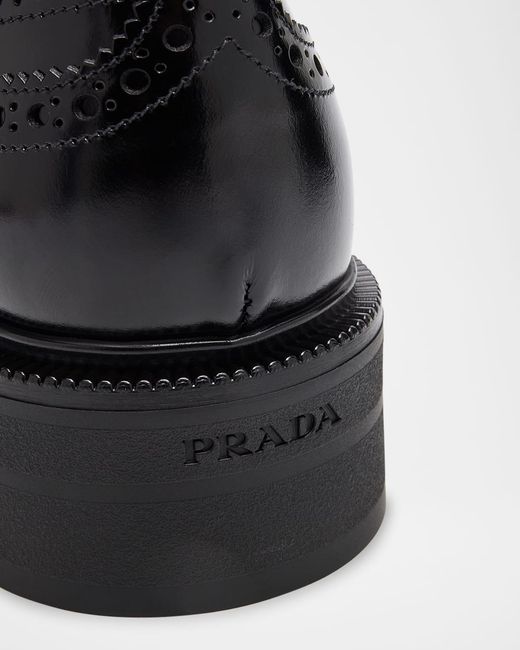 Prada Black Brogue Lace-Up Derby Shoes for men