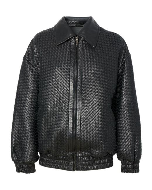 Manokhi Black Woven Leather Jacket