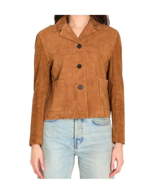 Arma Blue Lotus Cropped Suede Jacket