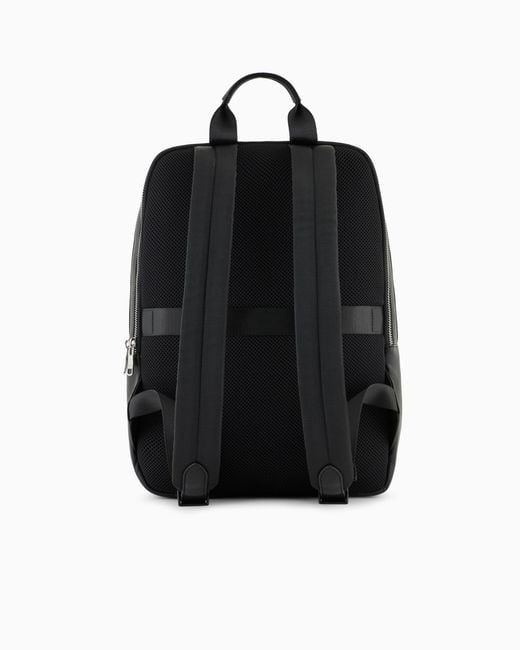 ARMANI EXCHANGE Black Logo-Plaque Backpack for men