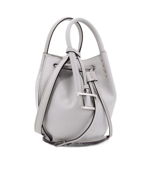 Tod's Gray Buz Drawstring Mini Bucket Bag