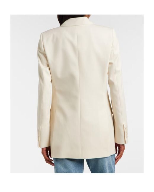 Nili Lotan White Weston Double-Breasted Virgin Wool Blazer