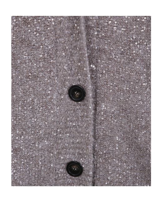D.exterior Gray Crystal-Embellished Knit Top