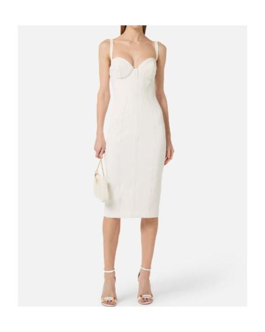 Elisabetta Franchi White Bustier Midi Dress