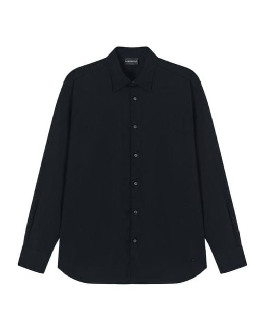 Emporio Armani Blue Buttoned Long-Sleeve Shirt for men