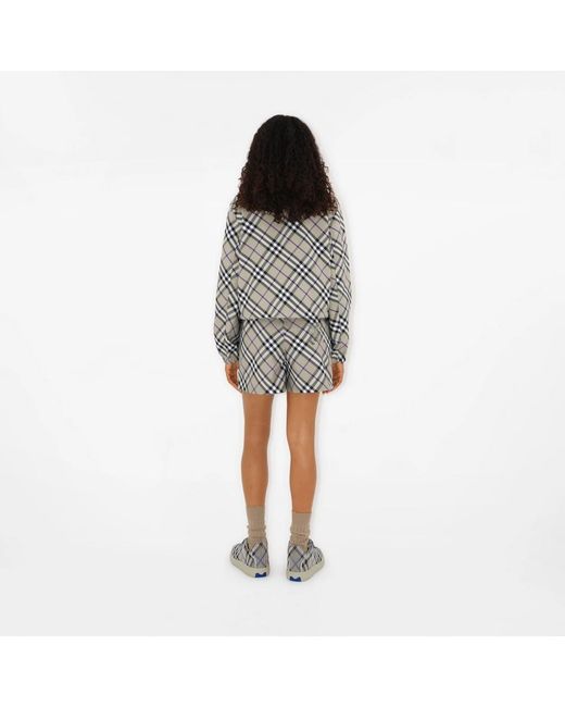 Burberry Gray Checked Hooded Zip-Up Reversible Jacket