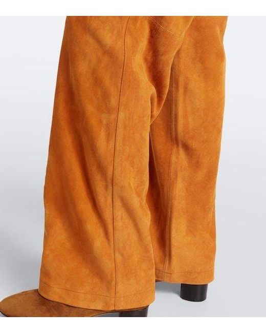 Ulla Johnson Orange Freja Suede Flared Pants