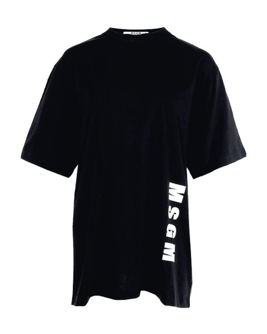 MSGM Black Logo-Print T-Shirt