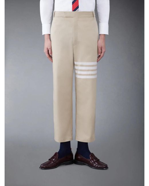 Thom Browne Natural 4-Bar Striped Straight-Leg Trousers for men