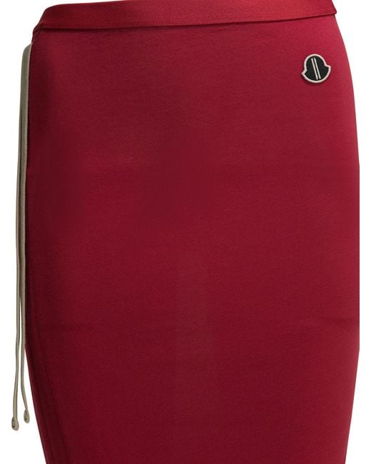 Rick Owens Red Moncler Appliquéd Cotton-Jersey Maxi Skirt