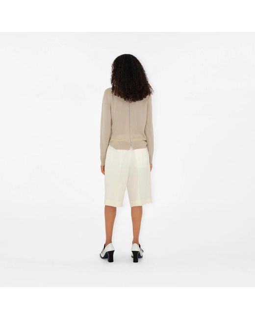 Burberry Natural V-Neck Wool Cardigan