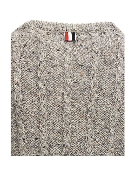 Thom Browne Gray 4-Bar Crewneck Knitted Jumper for men