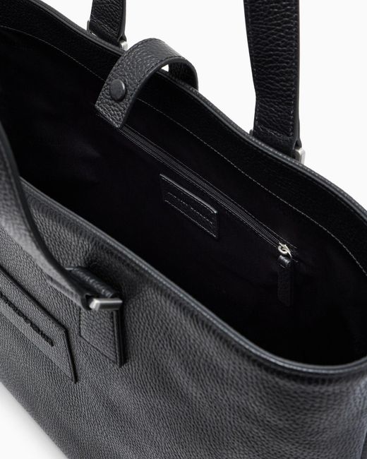 Emporio Armani Black Leather Tote Bag for men