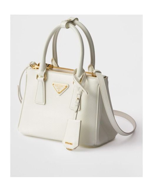 Prada White Galleria Mini Patent Saffiano Bag