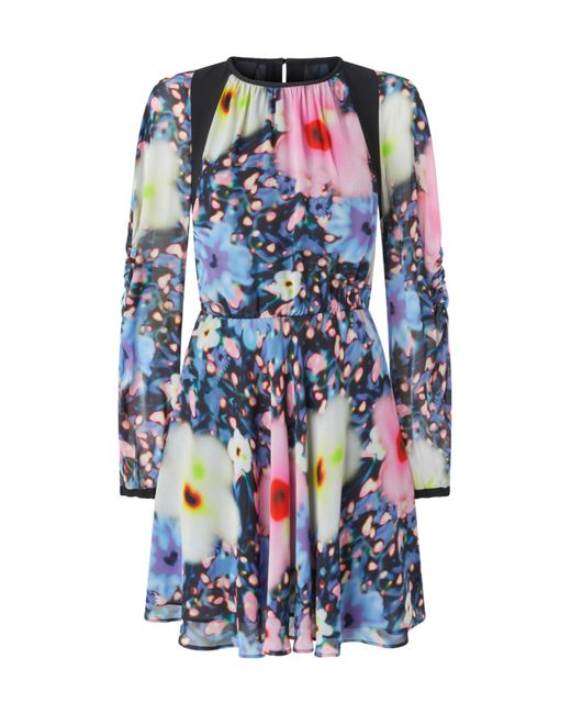 Pinko Blue Agretti Floral-Print Mini Dress