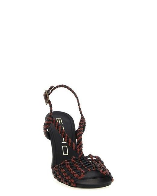 Etro Multicolor Braided Ankle-Strap Heeled Sandals