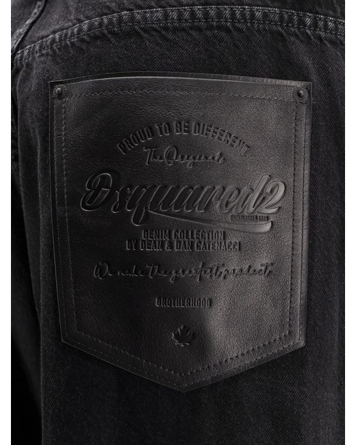 DSquared² Black Logo Patch Loose Fit Jeans for men