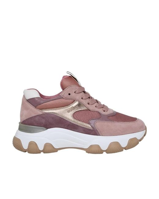Hogan Purple Hyperactive Logo Detailed Lace-Up Sneakers