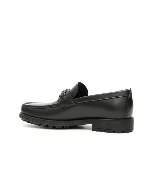 Ferragamo Black Ferragamo Gancini Plaque Loafers for men