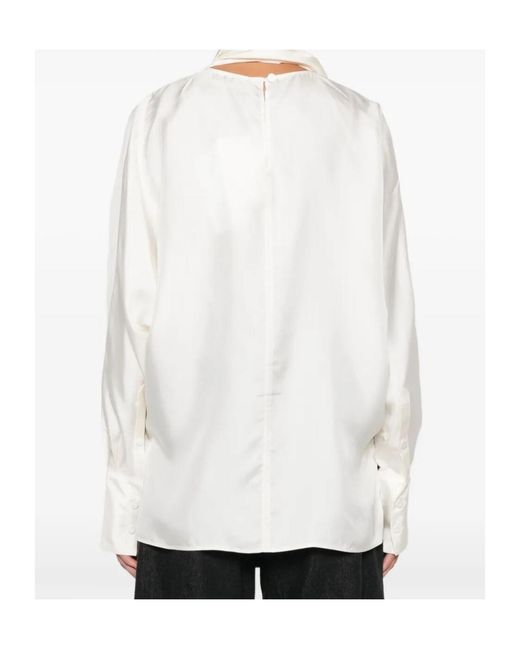 Rohe White Silk Scarf Blouse