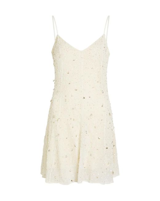 Staud White Emily Embellished Mesh Mini Dress