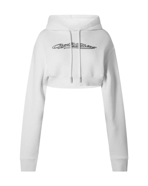 Off-White c/o Virgil Abloh White Cropped Logo Hoodie