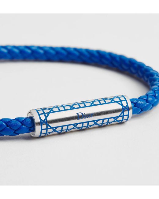 Dior Blue Cannage Woven Leather Bracelet for men