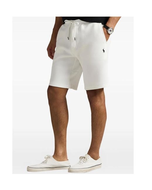 Polo Ralph Lauren White Drawstring Logo Shorts for men