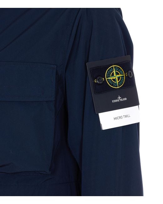 Stone Island Blue Logo Patch Pocket Detail Jacket for men
