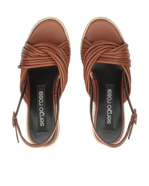 Sergio Rossi Brown Thick-Soled High-Heeled Sandals