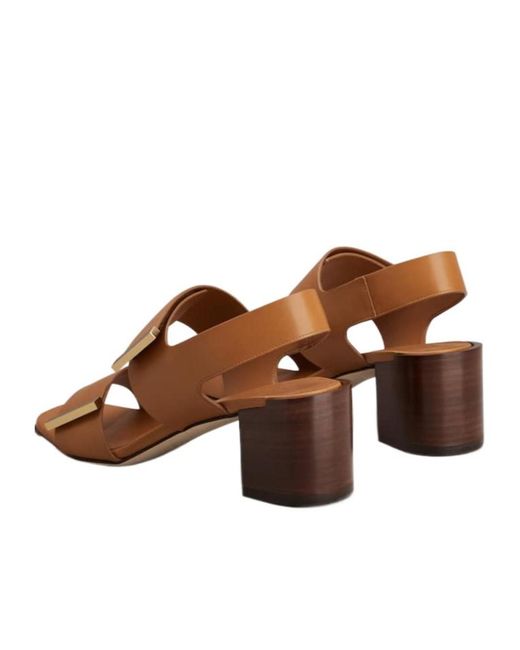 Tod's Brown Block Heel Sandals
