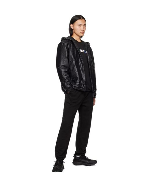 Moncler Black Zip-Up Drawstring Hooded Jacket for men