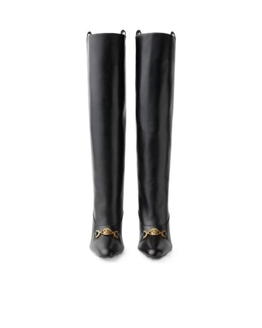 Versace Black Marisa Leather Boots 90 Mm