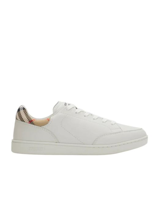 Burberry White Checked Low-Top Sneakers