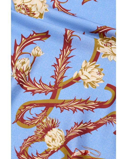 Loewe Blue Anagram Artichoke-Flower Scarf