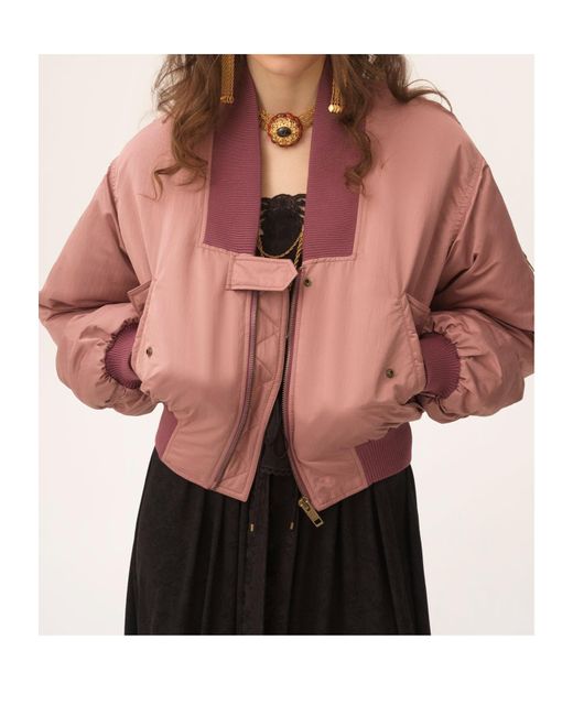 Chloé Pink Chloé Maxi-Collar Bomber Jacket