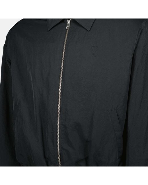 AMI Black Logo Embossed Zipped Jacket for men