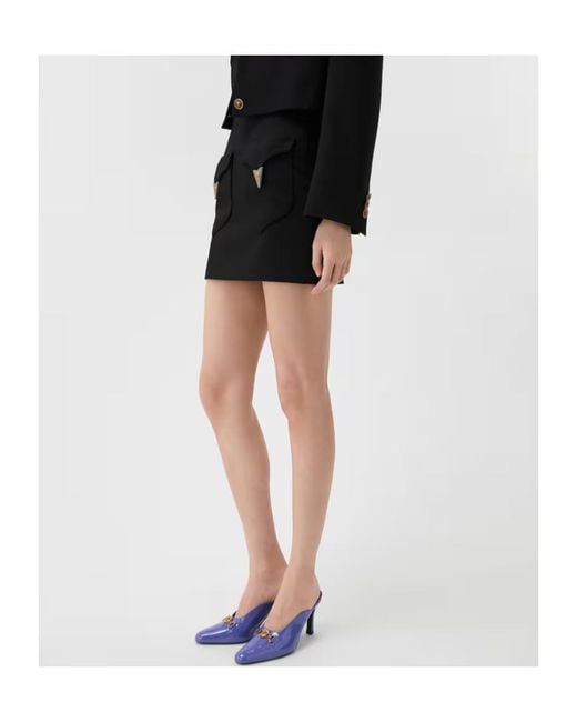 Versace Black Wool Mini Skirt