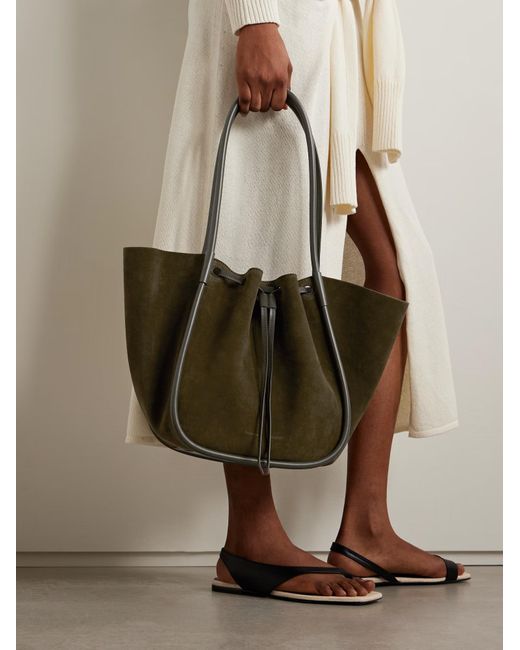 Proenza Schouler Multicolor Large Leather-Trimmed Ruched Suede Tote