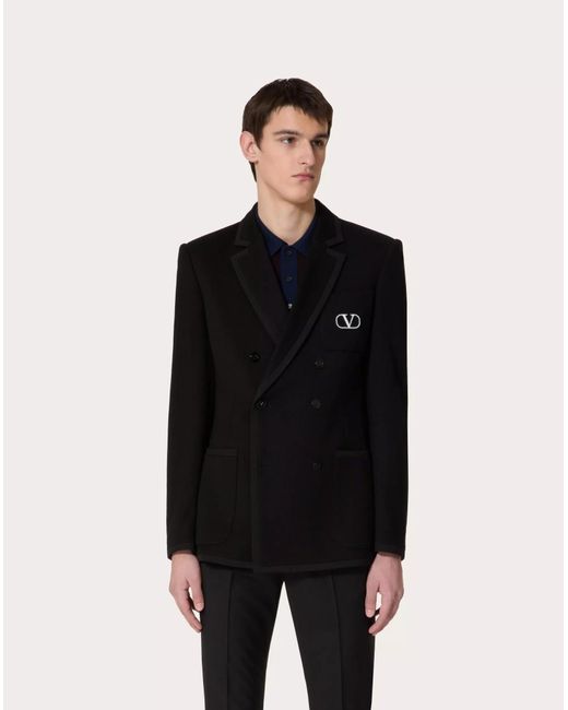 Valentino Black Double-Breasted Long-Sleeved Blazer for men