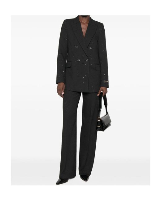 ERMANNO FIRENZE Black Striped-Detail Casual Trousers