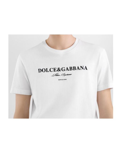 Dolce & Gabbana White Logo Printed Crewneck T-Shirt for men