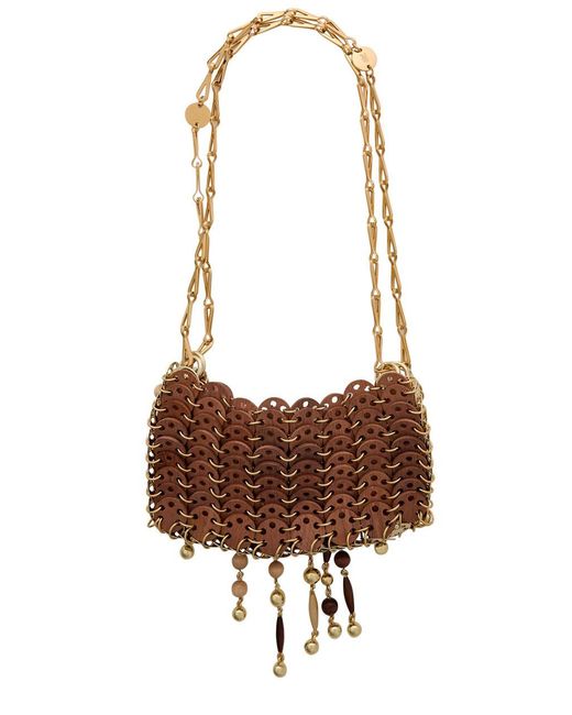 Rabanne White Wooden Bag With Chain Shoulder Strap