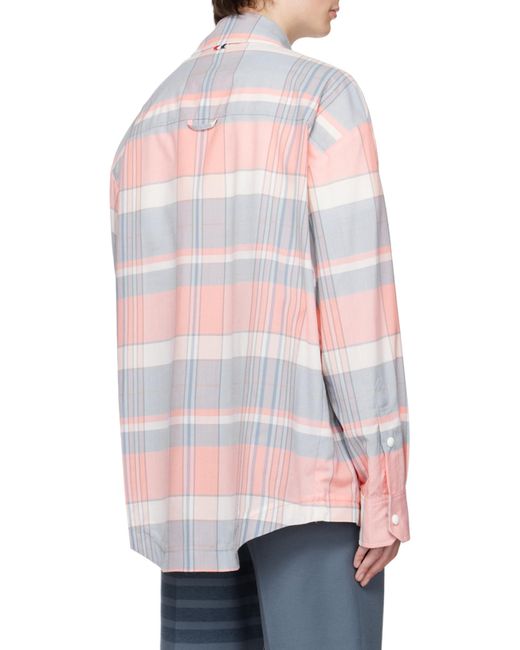 Thom Browne White Checked Long-Sleeved Shirt for men