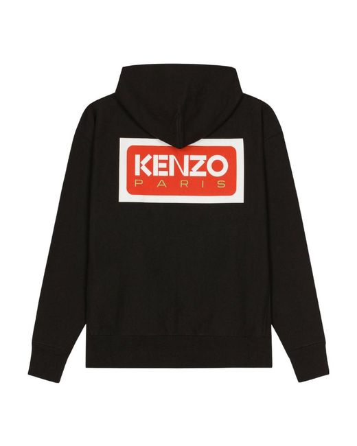 KENZO Black Logo Embroidered Zip-Up Jacket for men