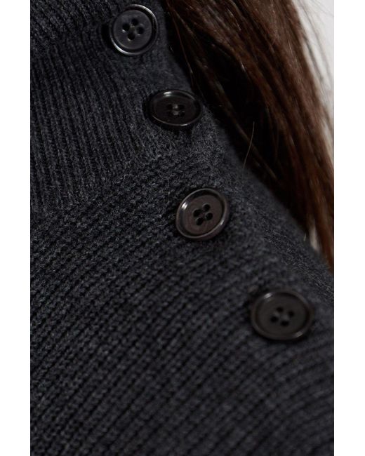 Lisa Yang Blue Sabrine Buttoned Turtleneck Knitted Sweater