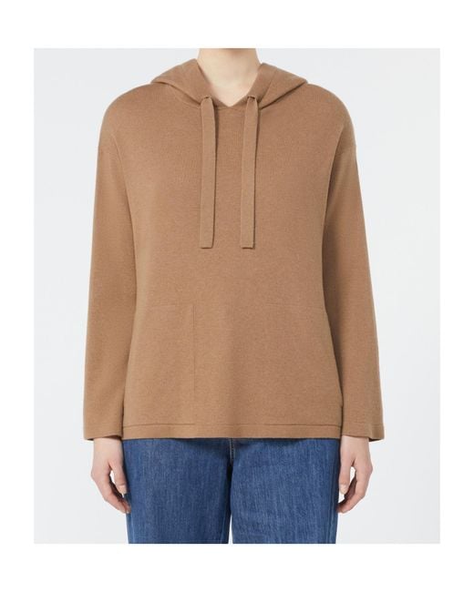 Max Mara Brown Eroico Drawstring Knitted Hoodie