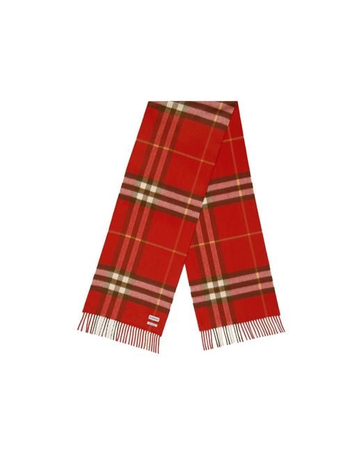 Burberry Red Plaid Cashmere Scarf