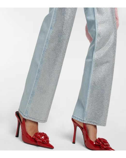 FRAME Gray Embellished High-Rise Jeans