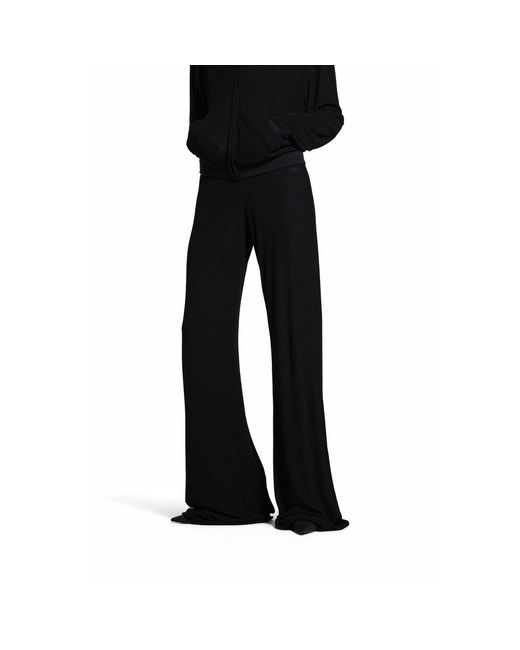 Balenciaga Black Bb Garderobe Artwork Embroidered Elastic Waist Pants